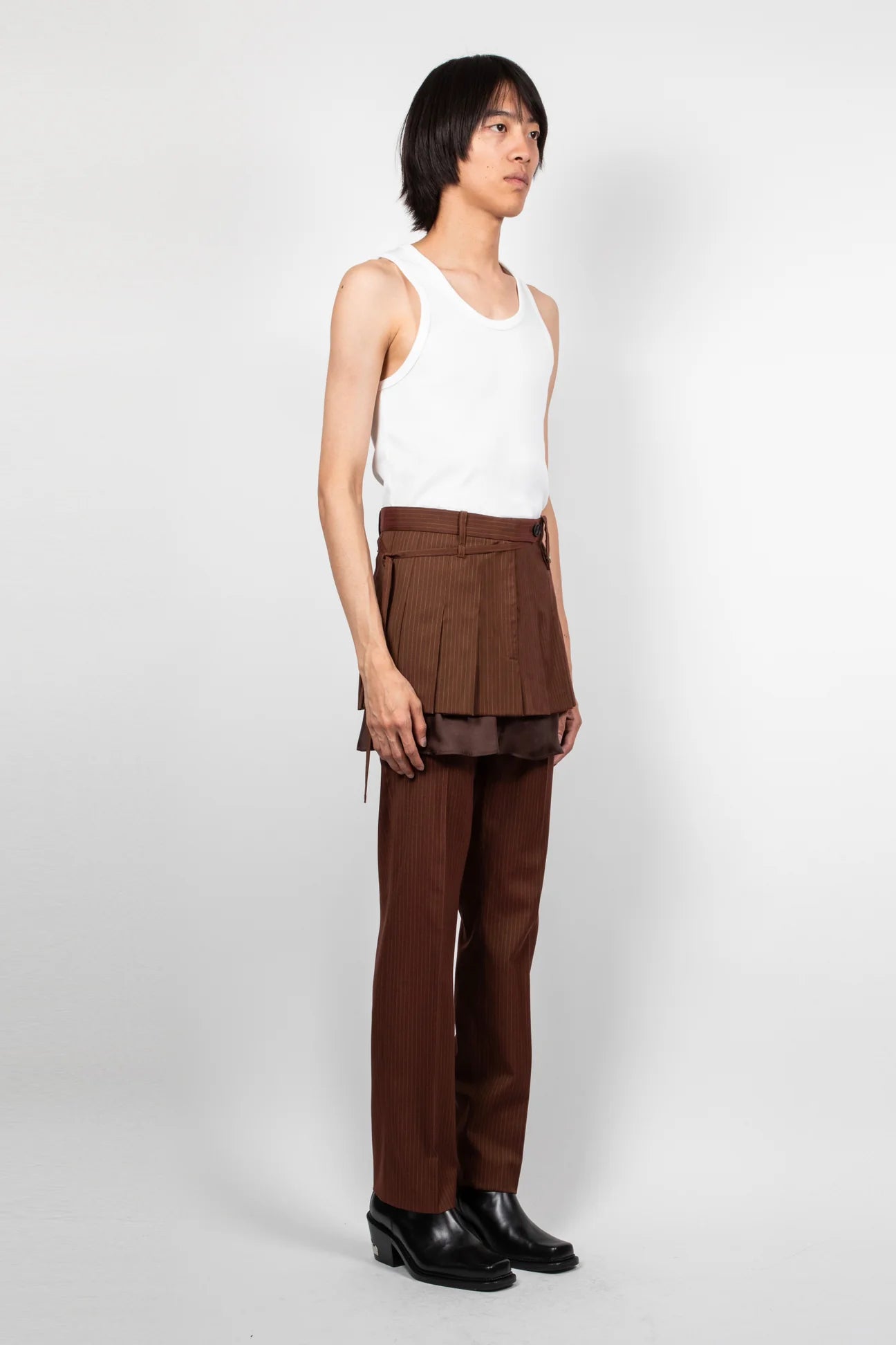 EGONLAB PLEATED SKIRT BROWN