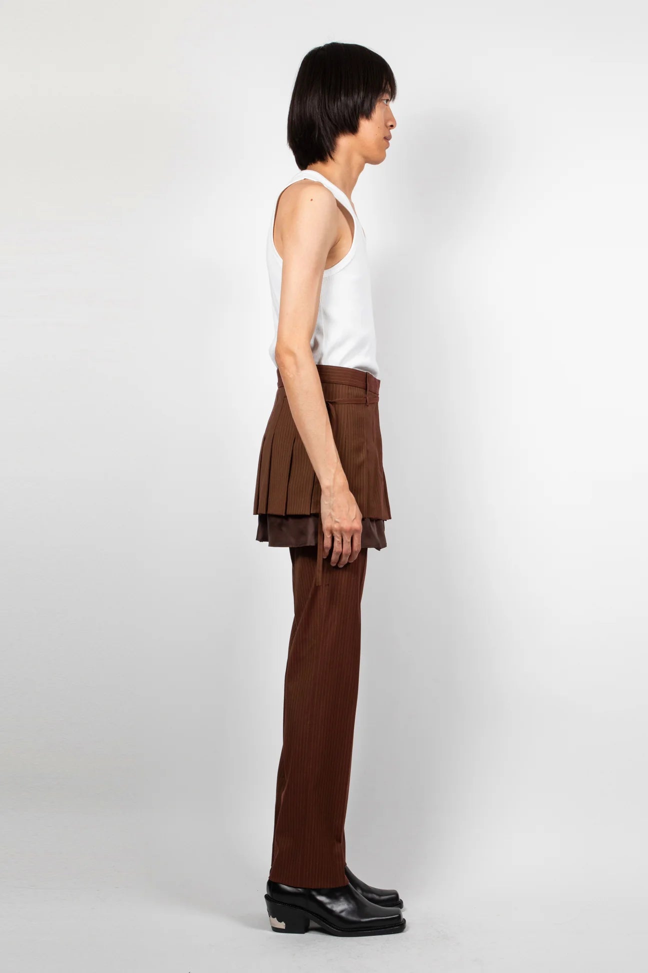 EGONLAB PLEATED SKIRT BROWN