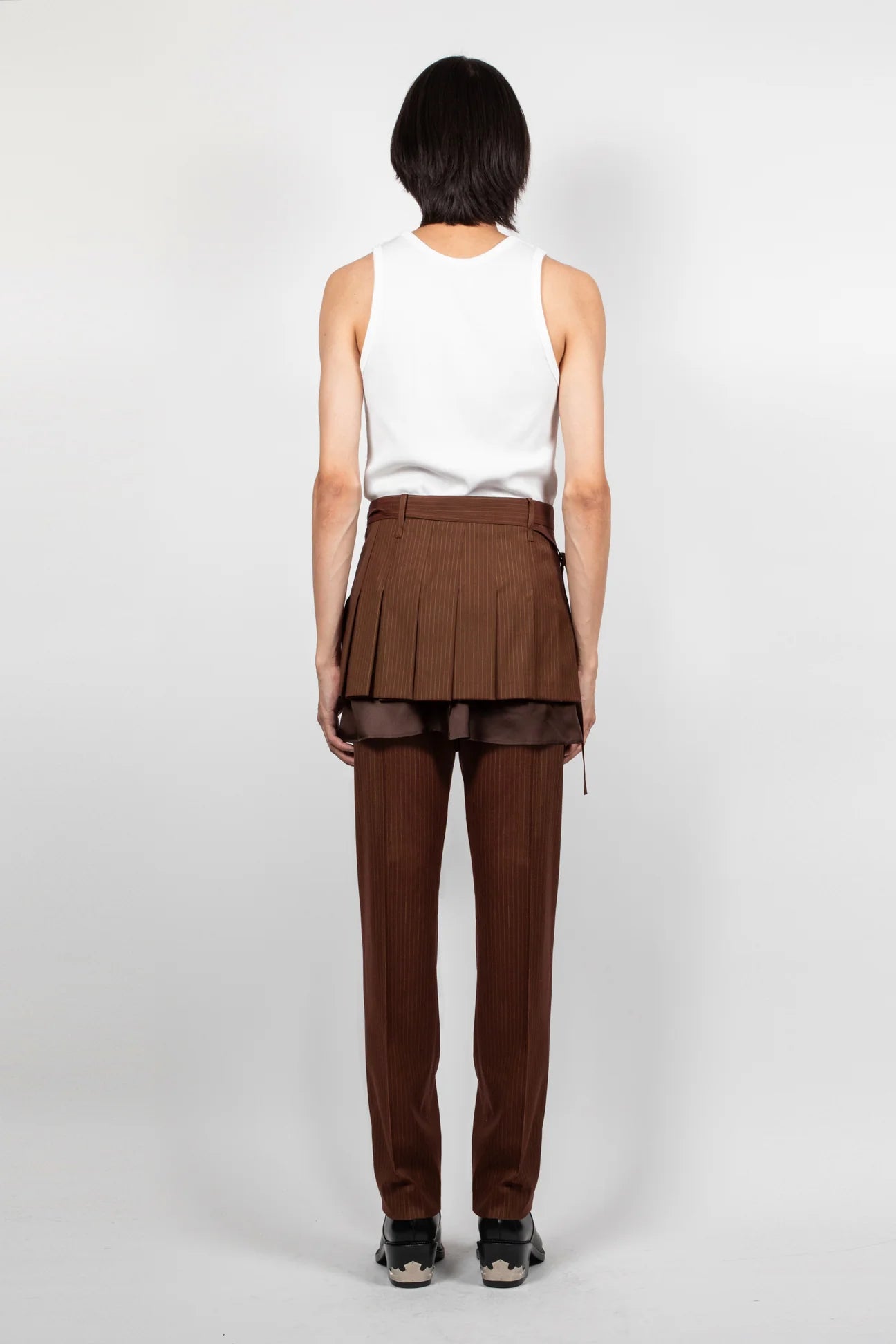 EGONLAB PLEATED SKIRT BROWN