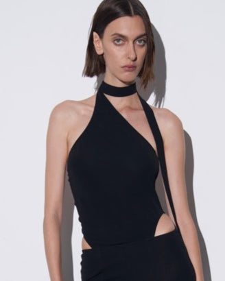 GUDU ONE-SHOULDER BODYSUIT WITH AN OPEN BACK